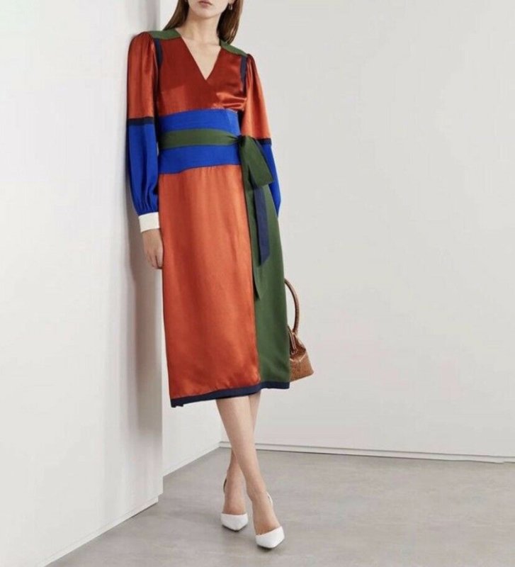画像1: 1点のみ即発！【ドラマに衣装提供】Tory Burch トリーバーチ　kola カラーブロックドレス  82201 (1)