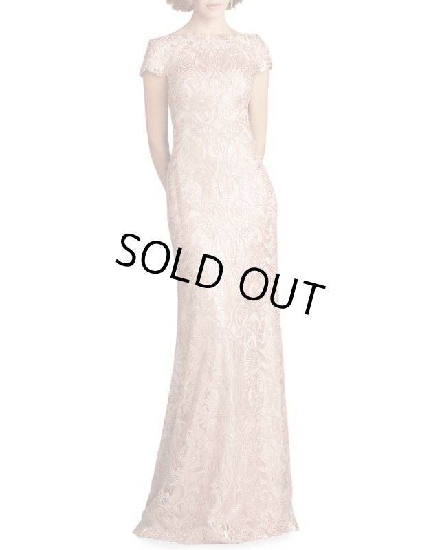 画像1: Tadashi Shoji   タダシショージ　HAYA  Sequin-Embellished Column Gown ピンク系 (1)