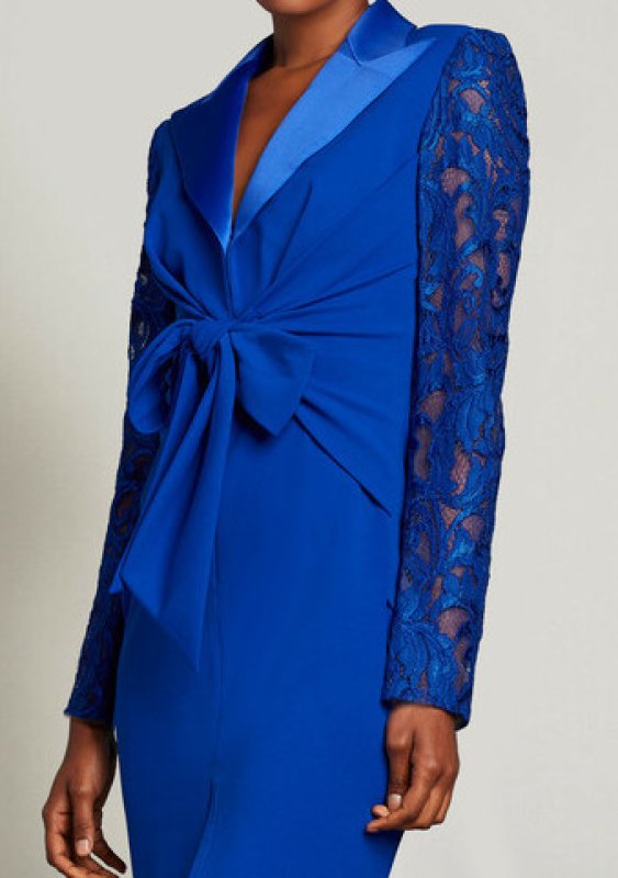 画像2: Tadashi Shoji  タダシショージ    DURU TIE SASH TUXEDO DRESS  ブルー  08275 (2)