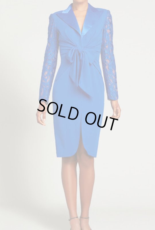 画像1: Tadashi Shoji  タダシショージ    DURU TIE SASH TUXEDO DRESS  ブルー  08275 (1)