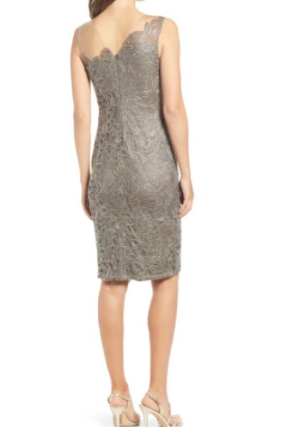 画像2: Tadashi Shoji  タダシショージ SAHIN  Dress  グレー、ベージュ系 (2)