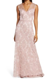Tadashi Shoji タダシショージ スパンコールメッシュロング