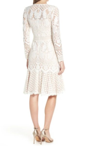 画像2: Tadashi Shoji タダシショージ Long Sleeve Lace Cocktail Dress ホワイト系 (2)