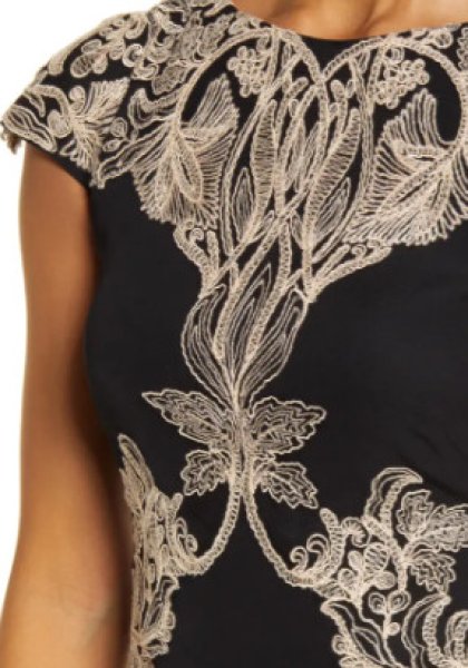 画像3: Tadashi Shoji タダシショージ SAHAR EMBROIDERED CREPE GOWN  ブラック (3)