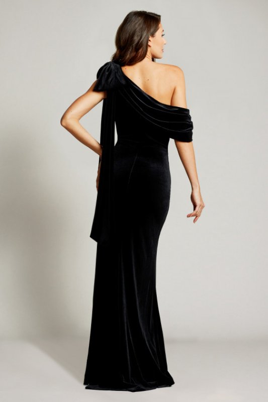 画像2: セール！Tadashi Shoji タダシショージ ワンショルダーベルベット Gown 　ブラック (2)