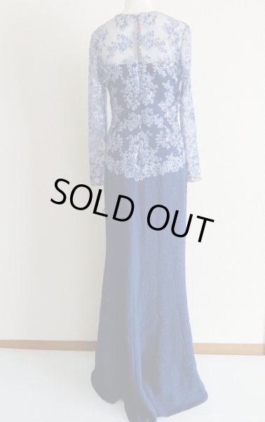 画像4: 即発! Tadashi Shoji  パーティードレス  Embroidered Formal Evening Gown ネイビー系 (4)