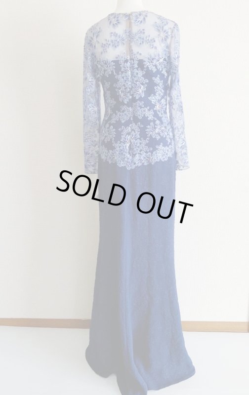 画像4: 即発！ Tadashi Shoji  パーティードレス　 Embroidered Formal Evening Gown ネイビー系 (4)