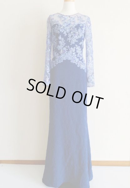 画像3: 即発! Tadashi Shoji  パーティードレス  Embroidered Formal Evening Gown ネイビー系 (3)