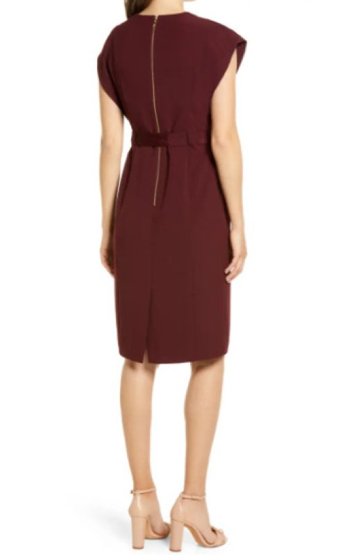 画像2: Eliza J    Ruffle Sleeve Sheath Dress  ワイン  09093 (2)