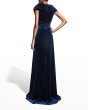 画像2: 【アンミカさん着用】Tadashi Shoji タダシショージ　 Sequin Illusion Velvet Gown　 ネイビー (2)