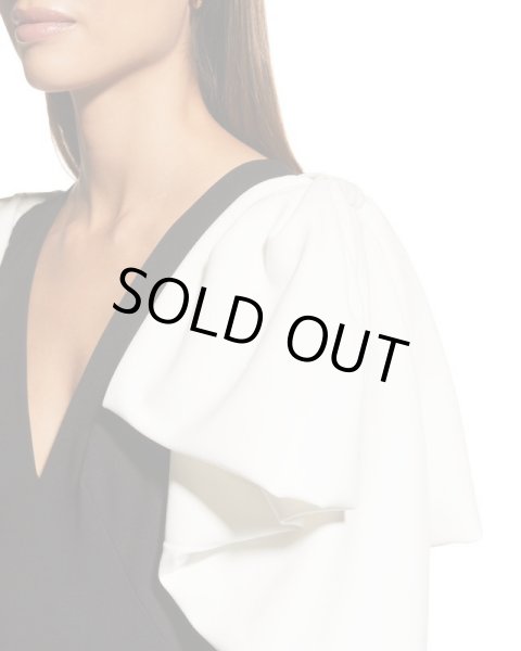 画像3: 【訳アリ特価】Tadashi Shoji タダシショージ  Bow-Shoulder Two-Tone Crepe Gown  ブラック、アイボリー  4301 (3)