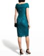 画像2: セール！Tadashi Shoji タダシショージ   Cap-Sleeve Lace Overlay Sheath Dress  グリーン系 (2)