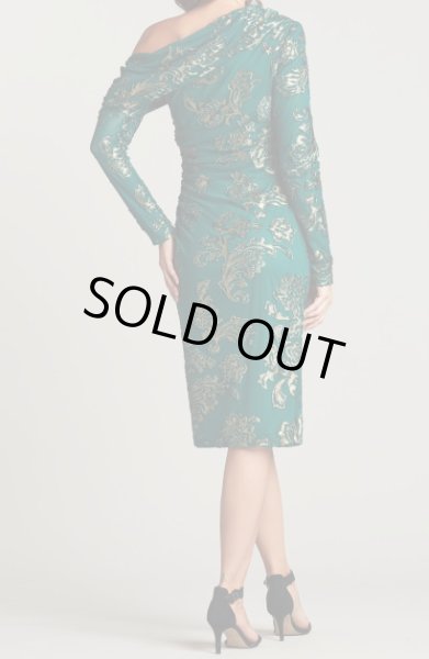 画像3: セール!Tadashi Shoji  タダシショージ  SEMIH BURNOUT VELVET DRESS グリーン (3)