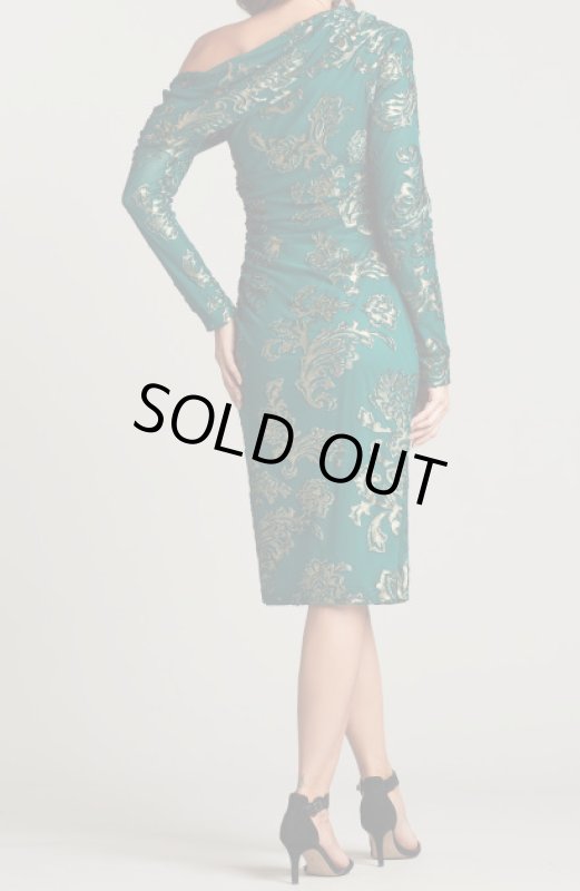 画像3: セール！Tadashi Shoji  タダシショージ  SEMIH BURNOUT VELVET DRESS グリーン (3)