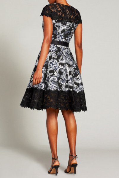 画像2: セール!Tadashi Shoji タダシショージ   YAREN ペイズリージャガードドレス  ブラック系 (2)