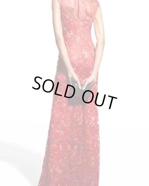 画像3: Tadashi Shoji タダシショージ  QARA EMBROIDERED GOWN レッド系 (3)