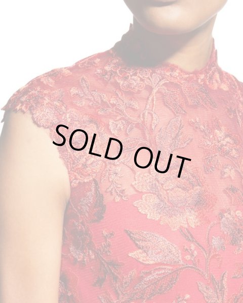画像2: Tadashi Shoji タダシショージ  QARA EMBROIDERED GOWN レッド系 (2)