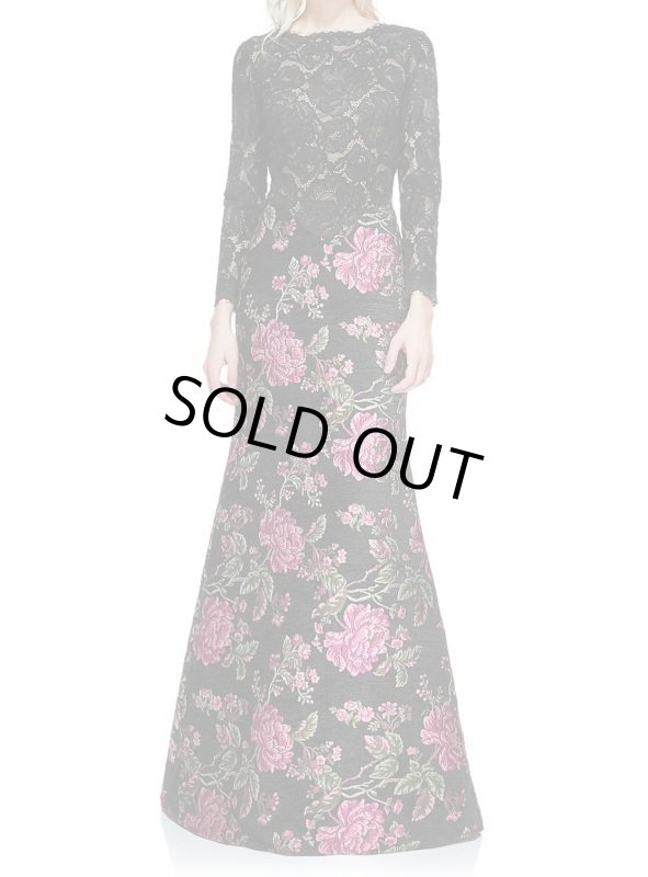 画像1: Tadashi Shoji タダシショージ  Adaline gown  ブラック、ピンク系 (1)