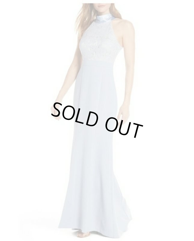 画像1: 1点のみ即発！Eliza J   ブルーレースホルターイブニングドレス  83101 (1)