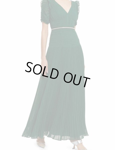 画像1: 限定セール！【白石麻衣さん着用】Self Portrait　セルフポートレート　V Neck Green Chiffon Maxi Dress  12301 (1)
