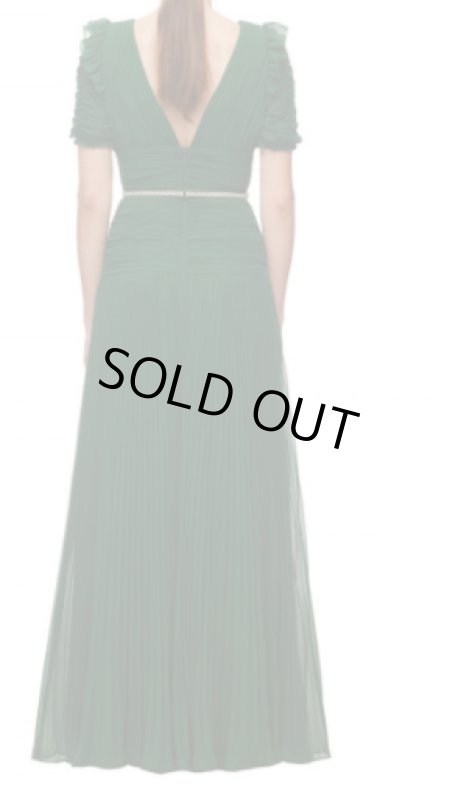 画像2: 限定セール！【白石麻衣さん着用】Self Portrait　セルフポートレート　V Neck Green Chiffon Maxi Dress  12301 (2)