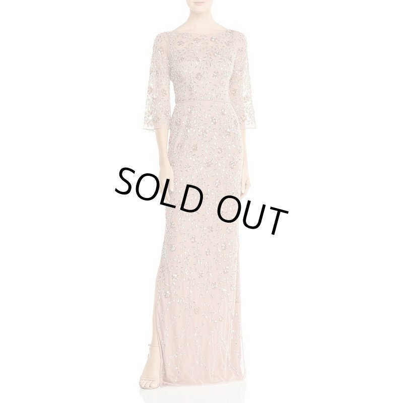 画像1: サイズ追加、限定セール！Aidan Mattox　スパンコールイブニングドレス 　ピンク (1)