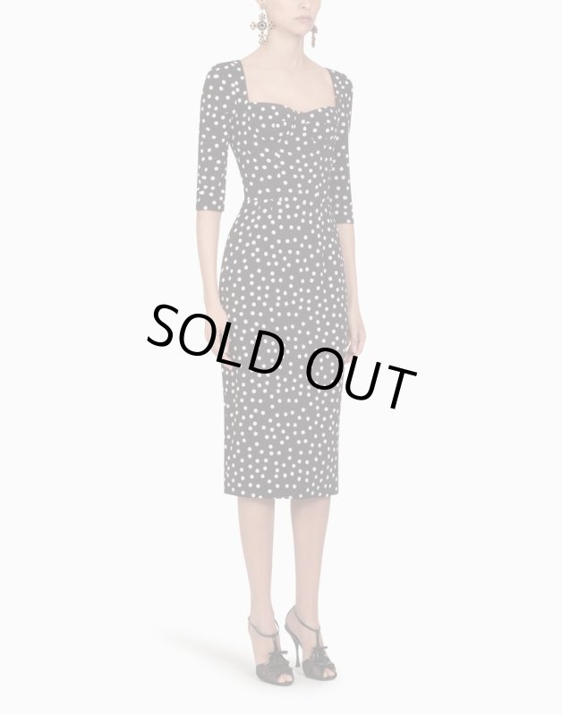 画像1: セール！Dolce & Gabbana ドルチェ＆ガッバーナ　ドット柄シースドレス (1)