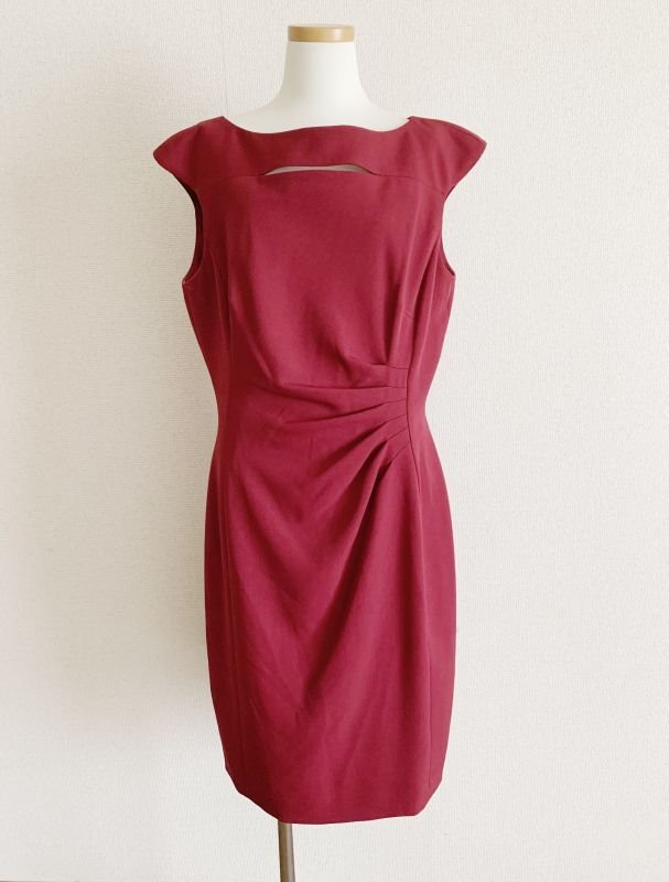 画像1: 即日発送！【ドラマに衣装協力】Elie Tahari エリータハリ　　ボルドー Sheath Dress  09231 (1)