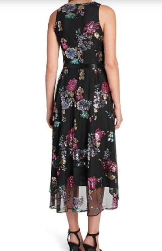 画像2: 【ドラマ使用】Tahari by ASL   花柄ハイローパーティードレス (2)