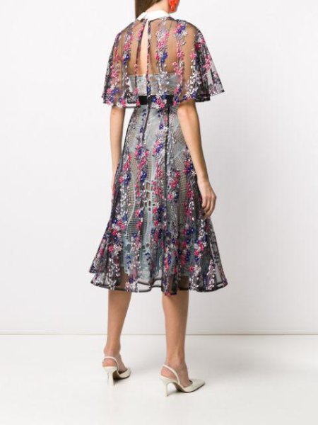 画像2: Self Portrait セルフポートレート Floral Vine Collared Dress (2)