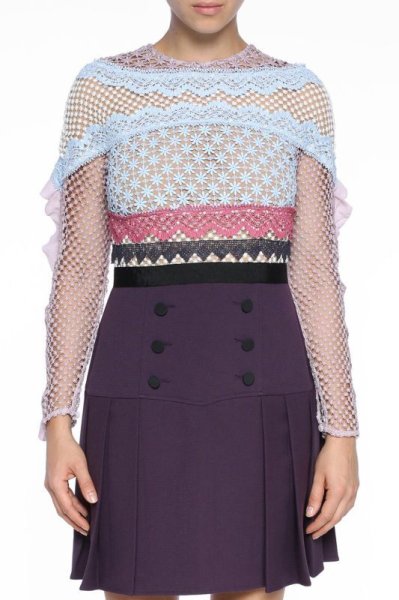 画像3: ラスト1点!【西野七瀬さんご着用】Self Portrait セルフポートレート BELLIS LACE TRIM DRESS (3)