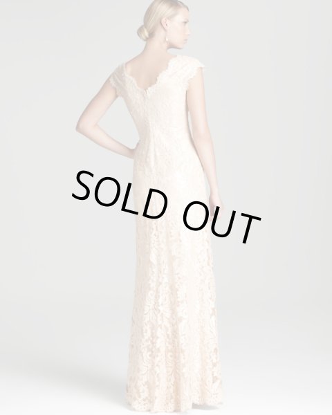 画像3: 1点のみ即発!Tadashi Shoji   タダシショージ レースVネックロングドレス ピンク系 (3)