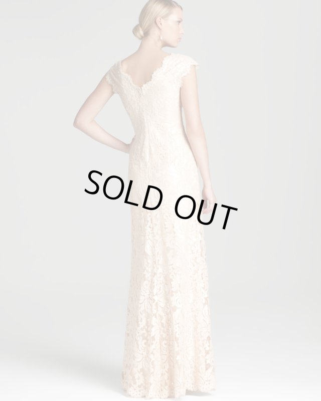 画像3: 1点のみ即発！Tadashi Shoji   タダシショージ　レースVネックロングドレス ピンク系 (3)