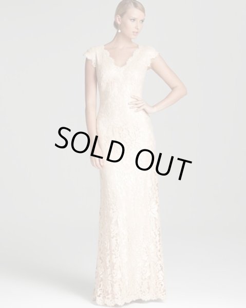 画像2: 1点のみ即発!Tadashi Shoji   タダシショージ レースVネックロングドレス ピンク系 (2)