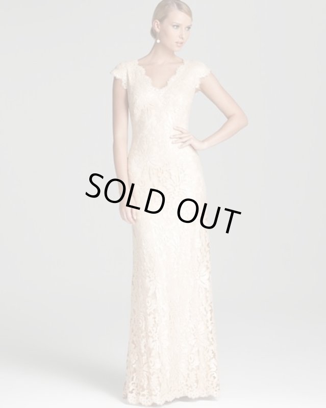 画像2: 1点のみ即発！Tadashi Shoji   タダシショージ　レースVネックロングドレス ピンク系 (2)