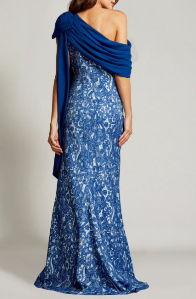 画像2: 1点のみ即発!Tadashi Shoji  タダシショージ   AHMAYA ASYMMETRIC GOWN  ブルー系 (2)
