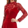 画像3: Tadashi Shoji  タダシショージ    ベルベットロングスリーブドレス　レッド (3)