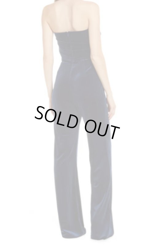 画像2: Tadashi Shoji タダシショージ　 ストラップレスベルベドジャンプスーツ　ネイビー、ブルー系 (2)