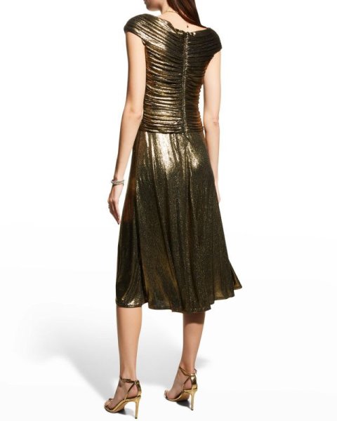 画像2: Tadashi Shoji  タダシショージ  ANCELIN  メタリックドレス ブロンズ (2)