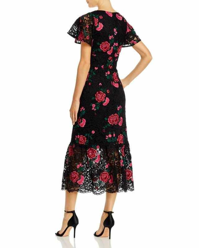 画像2: Shoshanna    Audette ローズ刺繍レースドレス (2)