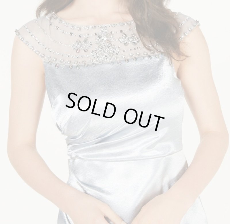 画像3: 1点のみ即発！Adrianna Papell アドリアナパペル 　シルバーサテンロングドレス  (3)