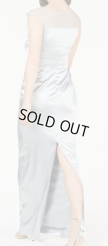 画像2: 1点のみ即発！Adrianna Papell アドリアナパペル 　シルバーサテンロングドレス  (2)