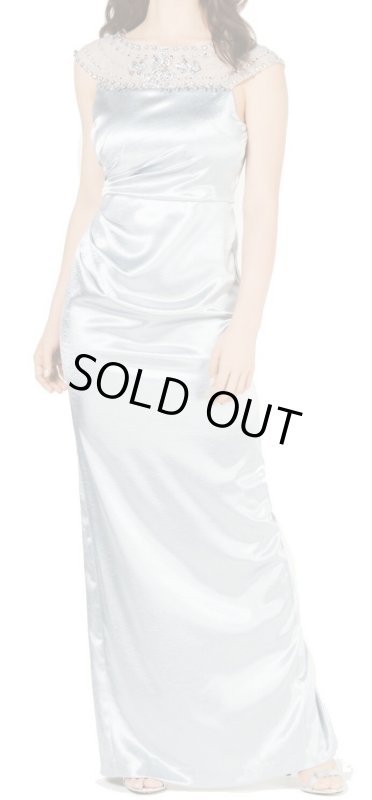 画像1: 1点のみ即発！Adrianna Papell アドリアナパペル 　シルバーサテンロングドレス  (1)