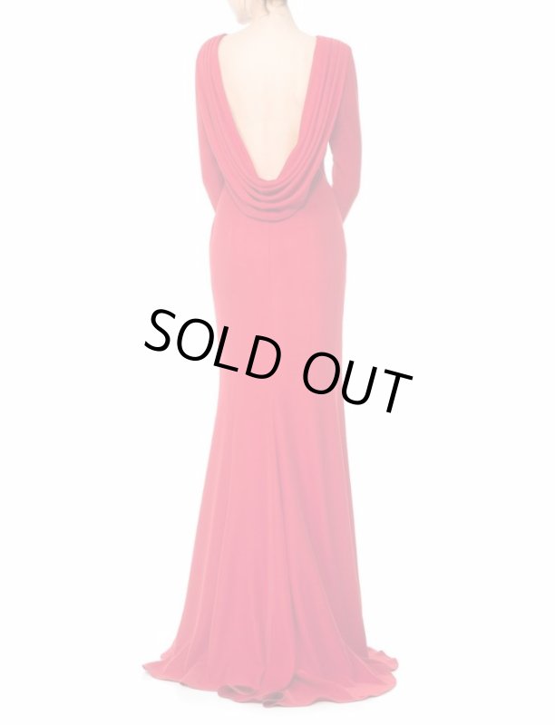 画像2: 即発！レア！Tadashi Shoji  タダシショージ　ドレープバックロングスリーブドレス　レッド (2)