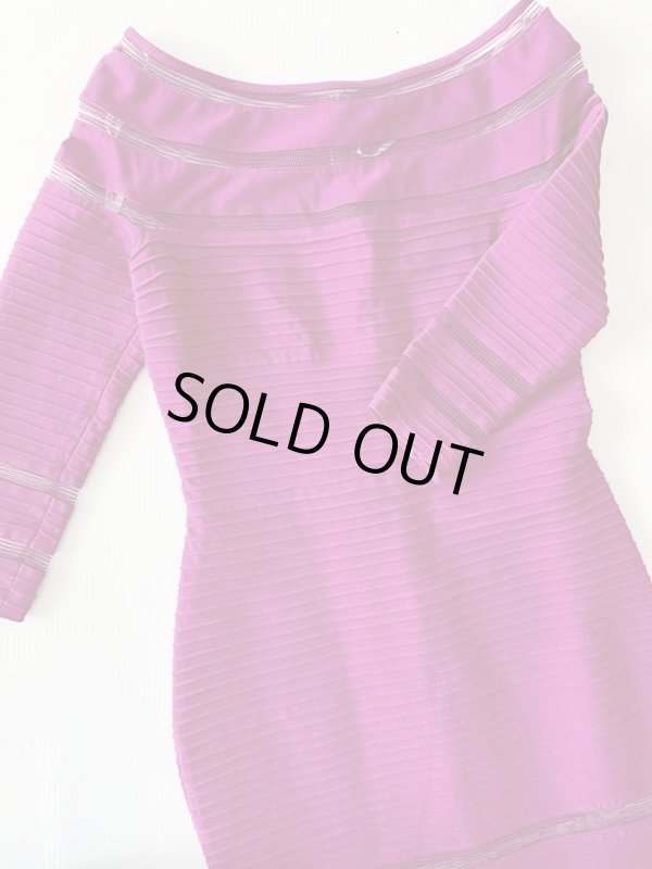 画像3: 1点のみ即発！Tadashi Shoji タダシショージ　ピンタックメッシュストライプドレス　ピンク (3)