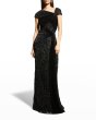 画像1: Tadashi Shoji タダシショージ   CASSIAN DRAPED SEQUIN GOWN ブラック (1)