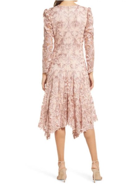 画像2: 再販売!【阿部詩さん着用】Tadashi Shoji  タダシショージ  EVOTA HANDKERCHIEF HEM DRESS ピンク系 (2)