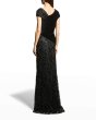 画像2: Tadashi Shoji タダシショージ   CASSIAN DRAPED SEQUIN GOWN ブラック (2)