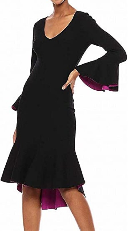 画像2: 【ドラマ使用】Milly ミリー　コントラストニットマーメイドドレス  ブラック (2)