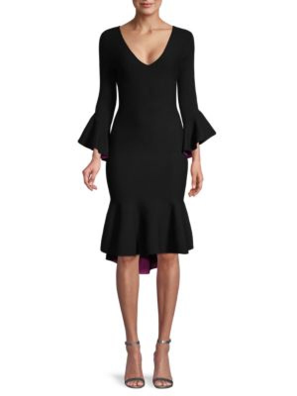 画像1: 【ドラマ使用】Milly ミリー　コントラストニットマーメイドドレス  ブラック (1)